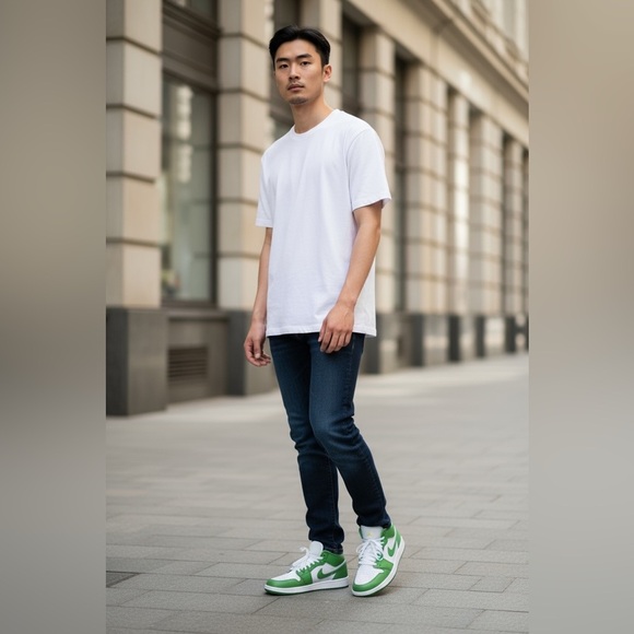 Men’s Nike Air Jordan 1 Low SE Sneakers. 
White/Lightning/Chlorophyll. Size 12M. main image 13